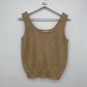 Knights Ltd Vintage Gold Shimmer Sweater Tank Top Cotton Blend Party Small